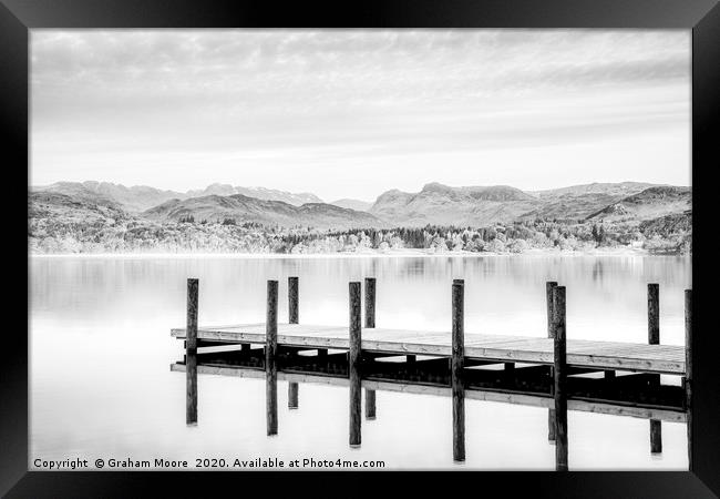 Lake Windermere monochrome Framed Print by Graham Moore