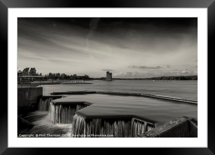 Still waters of the Strathclyde country park B&W  Framed Mounted Print by Phill Thornton