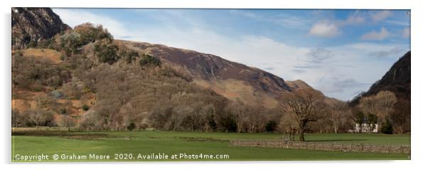 Castle Crag and Borrowdale panorama Acrylic by Graham Moore