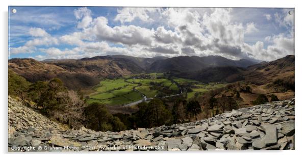 Borrowdale from Castle Crag panorama Acrylic by Graham Moore