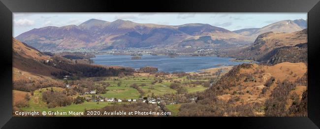 Derwentwater from Castle Crag panorama Framed Print by Graham Moore