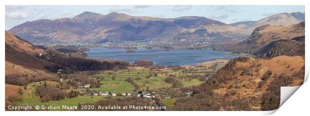 Derwentwater from Castle Crag panorama Print by Graham Moore