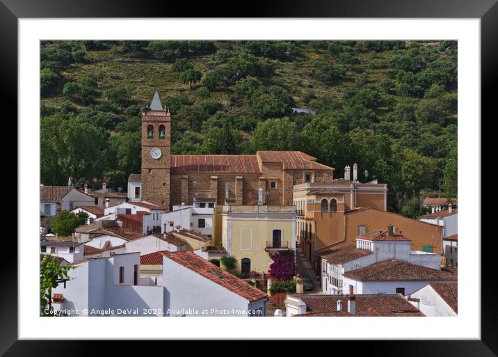 View of Almonaster la Real from the Hill Framed Mounted Print by Angelo DeVal