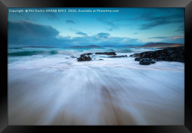 Retreating wave Bagh Steinigidh - Isle Of Harris Framed Print by Phil Durkin DPAGB BPE4