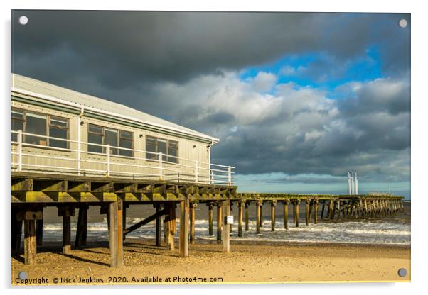 Wooden Pier on Lowestoft Beach Suffolk Acrylic by Nick Jenkins