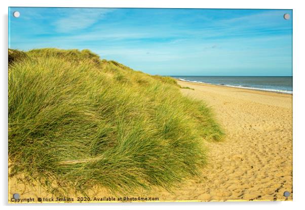 Winterton Beach and Sand Dunes Norfolk Coast Acrylic by Nick Jenkins