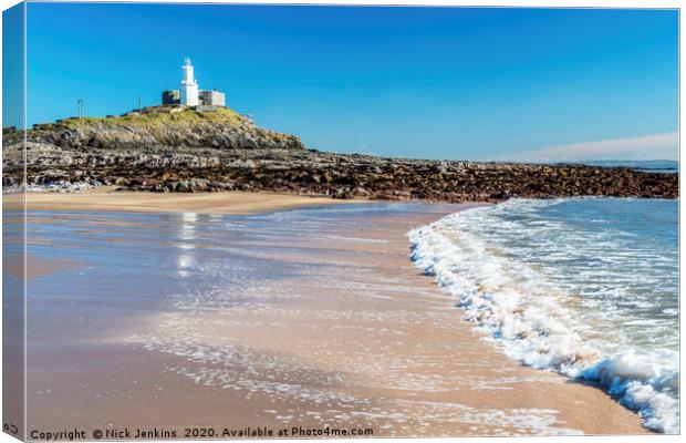 Mumbles Lighthouse Near Swansea south Wales Canvas Print by Nick Jenkins