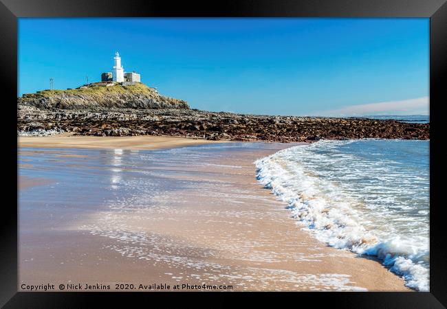 Mumbles Lighthouse Near Swansea south Wales Framed Print by Nick Jenkins