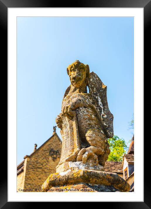 Old sculpture on the pedestal, beautifully preserv Framed Mounted Print by Q77 photo