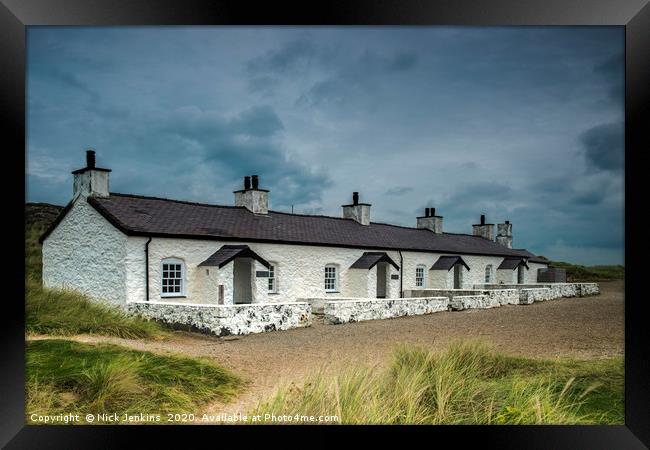 Pilot Cottage Row Llanddwyn Island Anglesey Framed Print by Nick Jenkins