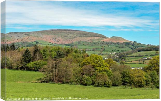 Pen Cerrig Calch in the Black Mountains in Spring Canvas Print by Nick Jenkins