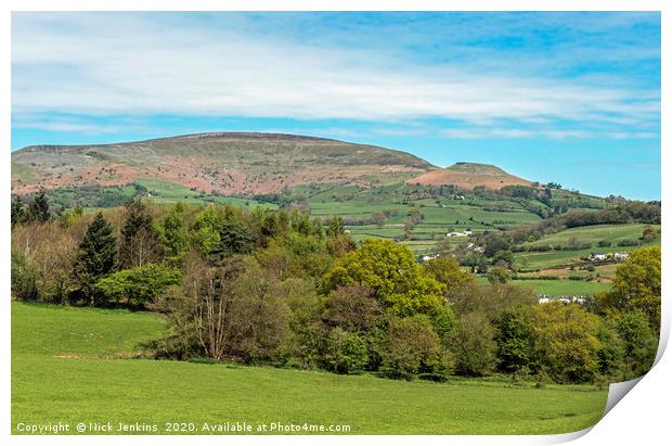 Pen Cerrig Calch in the Black Mountains in Spring Print by Nick Jenkins