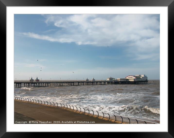 The south pier at Blackpool at high tide Framed Mounted Print by Philip Openshaw