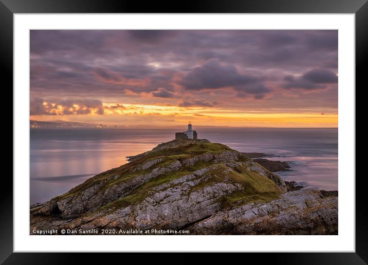 Mumbles Lighthouse, Swansea, Wales Framed Mounted Print by Dan Santillo