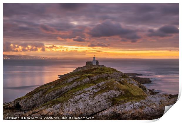 Mumbles Lighthouse, Swansea, Wales Print by Dan Santillo