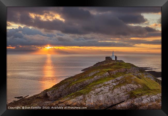 Mumbles Lighthouse, Swansea, Wales Framed Print by Dan Santillo
