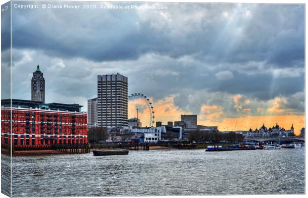 Thames Sunset Canvas Print by Diana Mower