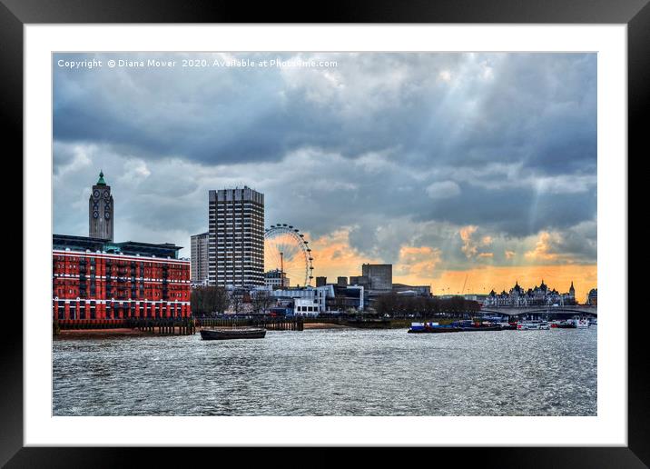 Thames Sunset Framed Mounted Print by Diana Mower