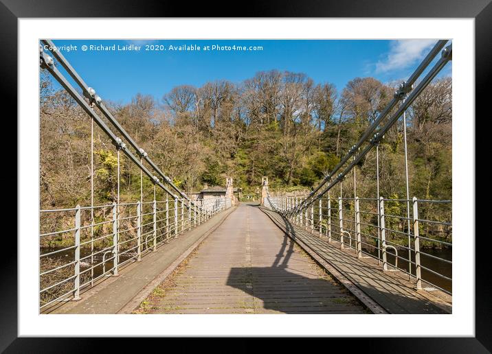 Whorlton Suspension Bridge, Teesdale (1) Framed Mounted Print by Richard Laidler