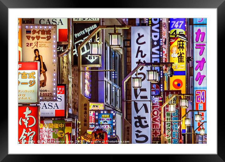 Shinjuku District Urban Night Scene, Tokyo, Japan Framed Mounted Print by Daniel Ferreira-Leite