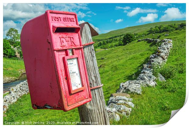 The Post Box at Yockenthwaite in the Yorkshire Dal Print by Nick Jenkins