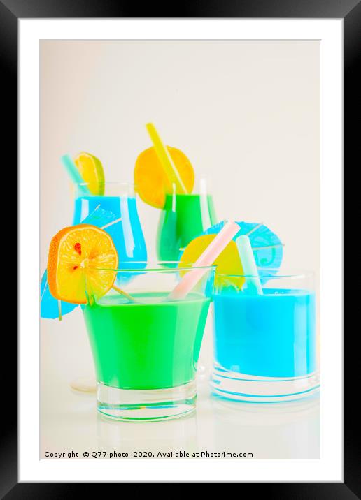Colorful cocktail decorated with fruit, colorful u Framed Mounted Print by Q77 photo