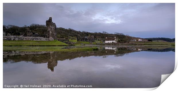 High Tide at Ogmore Castle Print by Neil Holman