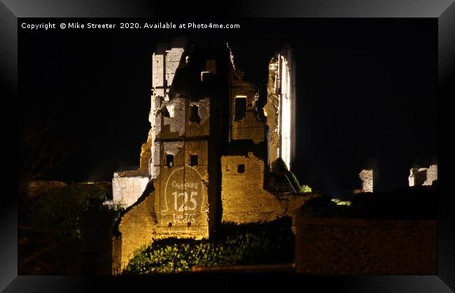 Corfe Castle a night Framed Print by Mike Streeter