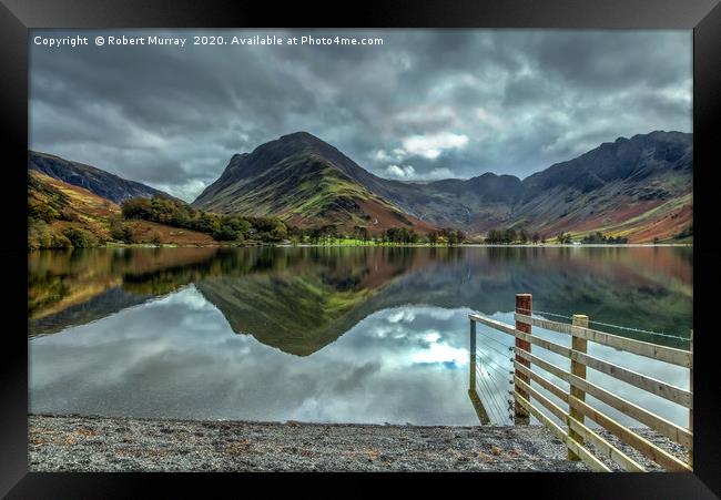 Fence and Reflections, Buttermere. Framed Print by Robert Murray