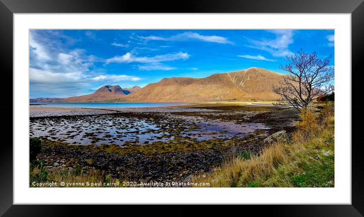 Torridon mountains in blue skies, Scotland   Framed Mounted Print by yvonne & paul carroll