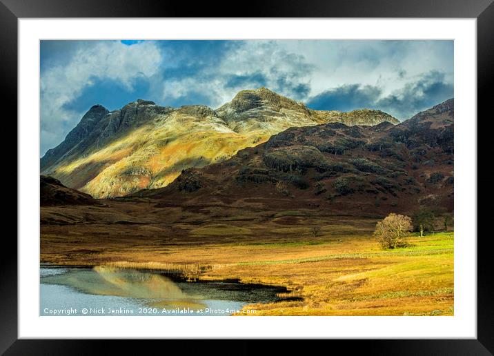Langdale Pikes in the Lake District National Park  Framed Mounted Print by Nick Jenkins