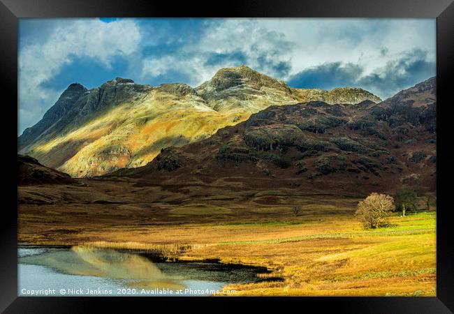 Langdale Pikes in the Lake District National Park  Framed Print by Nick Jenkins