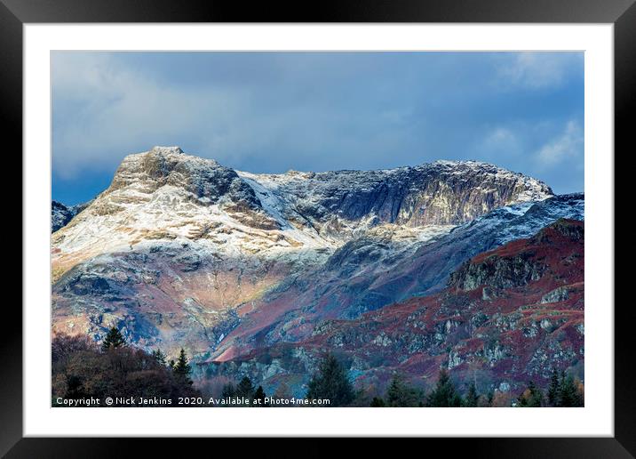 Harrison Stickle  Pavey Ark Lake District Cumbria  Framed Mounted Print by Nick Jenkins