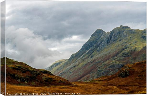 Pike O'Stickle and Loft Crag  Canvas Print by Nick Jenkins