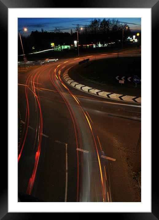 Roundabout Light Trails Framed Mounted Print by Daniel Gray