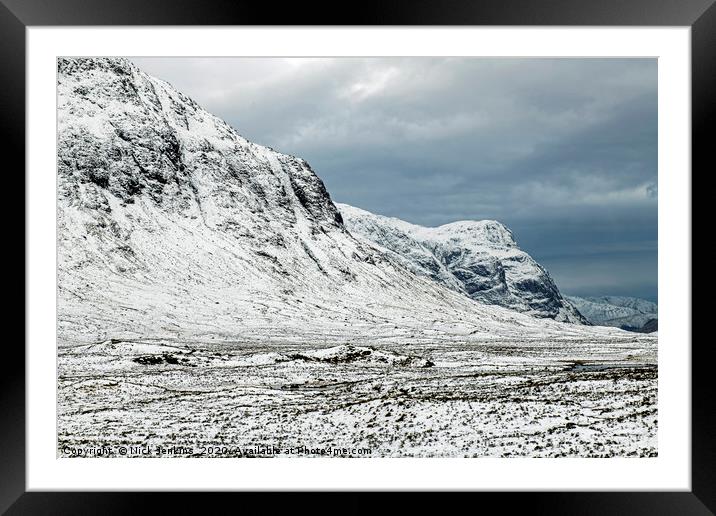 Glencoe Scottish Highlands in Winter Snow Framed Mounted Print by Nick Jenkins