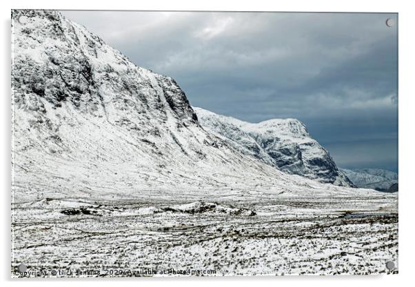 Glencoe Scottish Highlands in Winter Snow Acrylic by Nick Jenkins