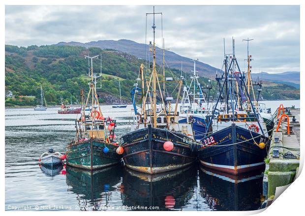 Fishing Boats Moored up Ullapool Harbour Scotland Print by Nick Jenkins