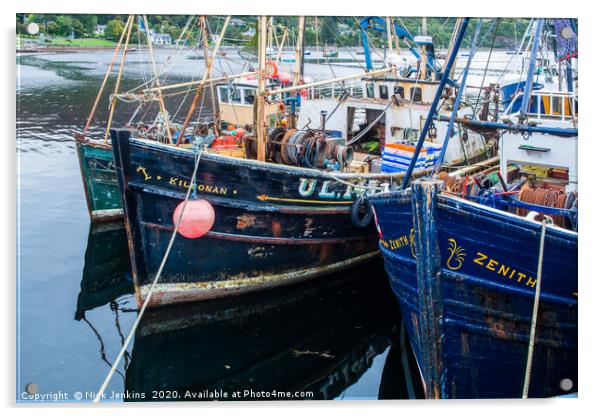 Fishing Boats in Ullapool Harbour North West Scotl Acrylic by Nick Jenkins