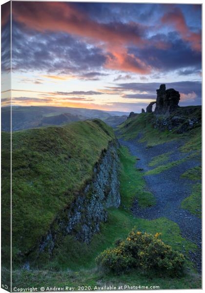 Castell Dinas Brân at sunset Canvas Print by Andrew Ray