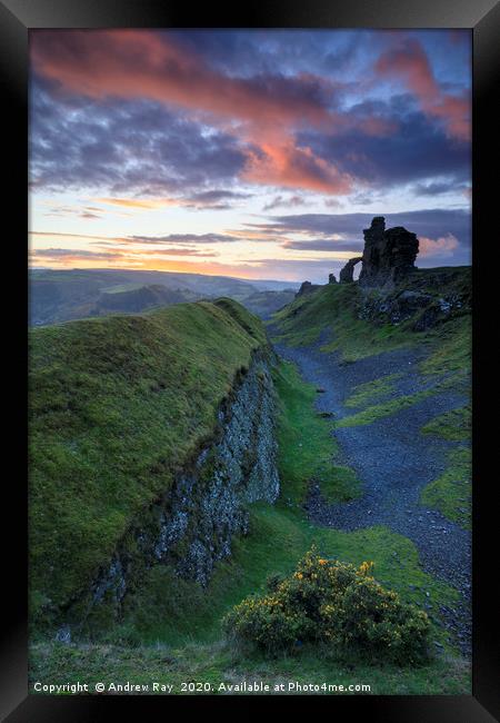 Castell Dinas Brân at sunset Framed Print by Andrew Ray