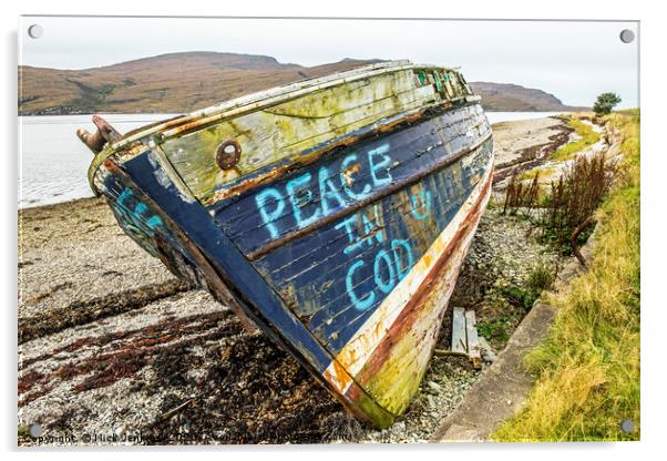 Abandoned Fishing Boat Loch Broom Acrylic by Nick Jenkins