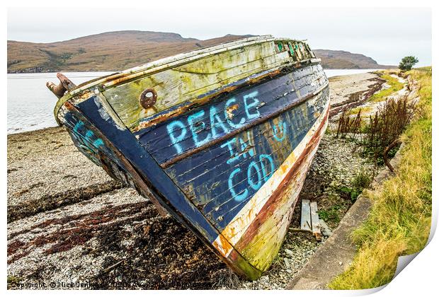 Abandoned Fishing Boat Loch Broom Print by Nick Jenkins