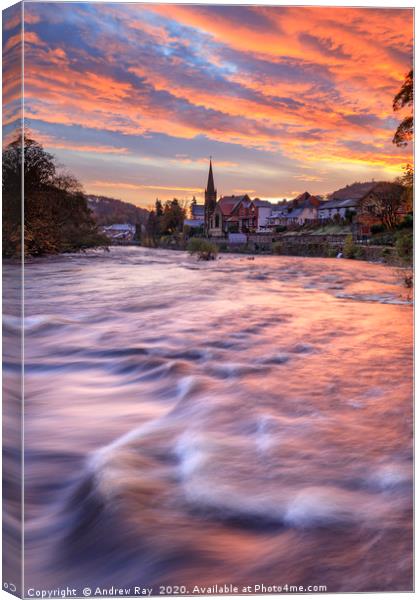 Sunrise over Llangollen Canvas Print by Andrew Ray