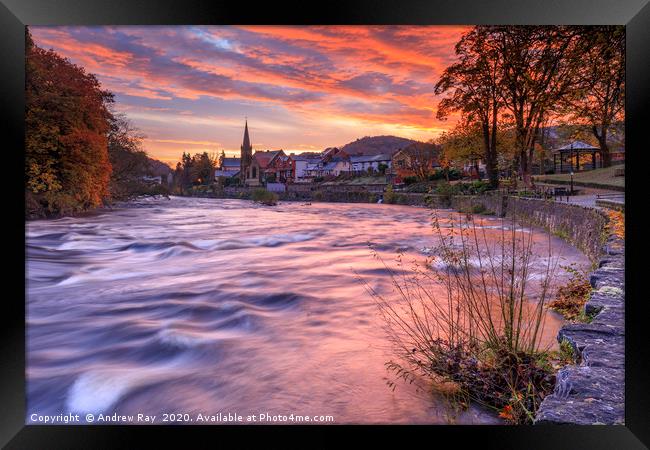 River Dee at sunrise (Llangollen) Framed Print by Andrew Ray