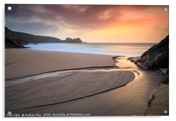 Stream at sunrise (Porthcurno) Acrylic by Andrew Ray