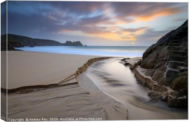 Towards sunrise (Porthcurno) Canvas Print by Andrew Ray