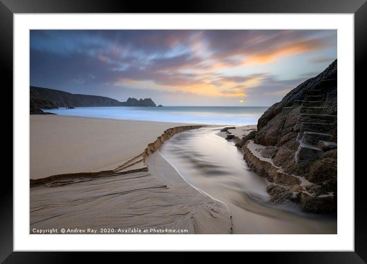 Towards sunrise (Porthcurno) Framed Mounted Print by Andrew Ray