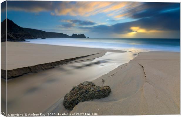 Towards the rising sun (Porthcurno) Canvas Print by Andrew Ray
