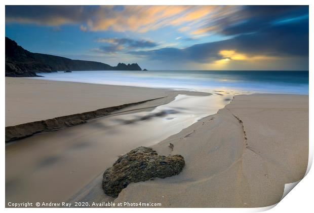 Towards the rising sun (Porthcurno) Print by Andrew Ray